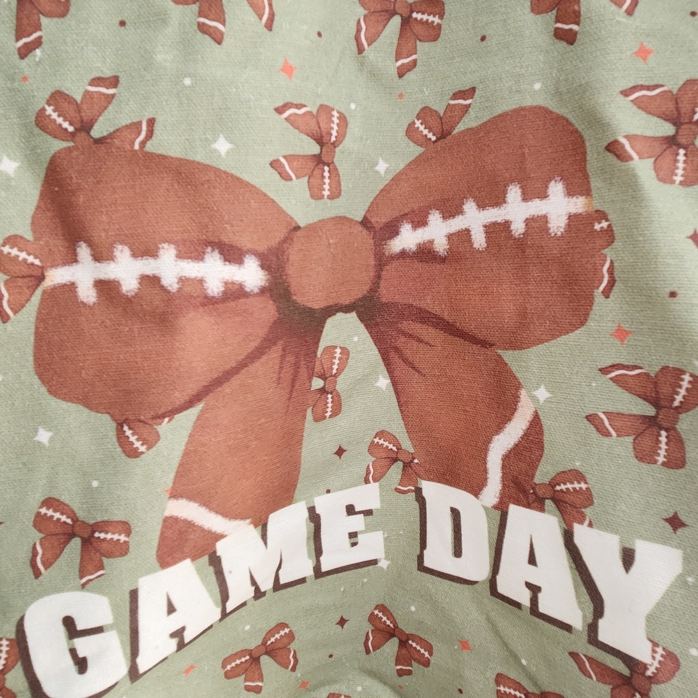Game Day Football Bow Ribbon Light Canvas Tote Bag NWT - Picture 11 of 13